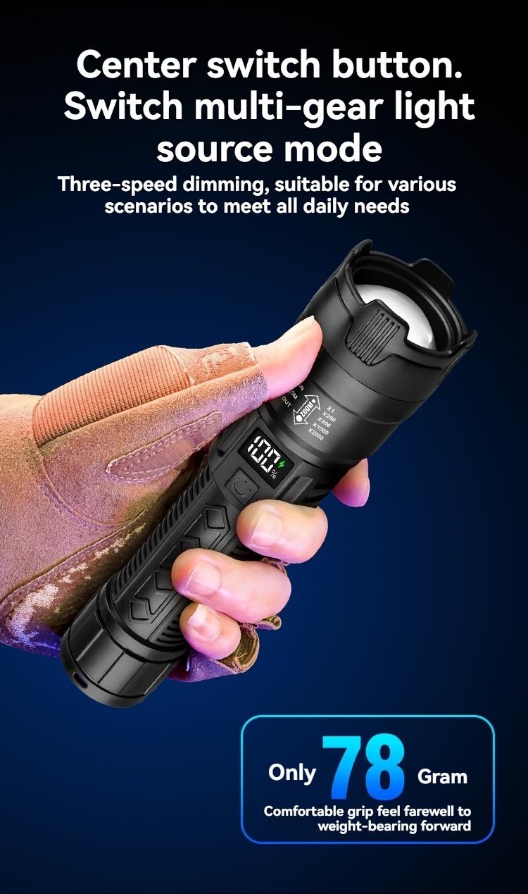 4pcs Rechargeable High-Power LED Flashlights with Zoomable Spotlight, USB Cable, Super Bright, Long Range, Tactical Work Light for Camping, Hunting, Hiking, Emergency, Adjustable Tactical Flashlight