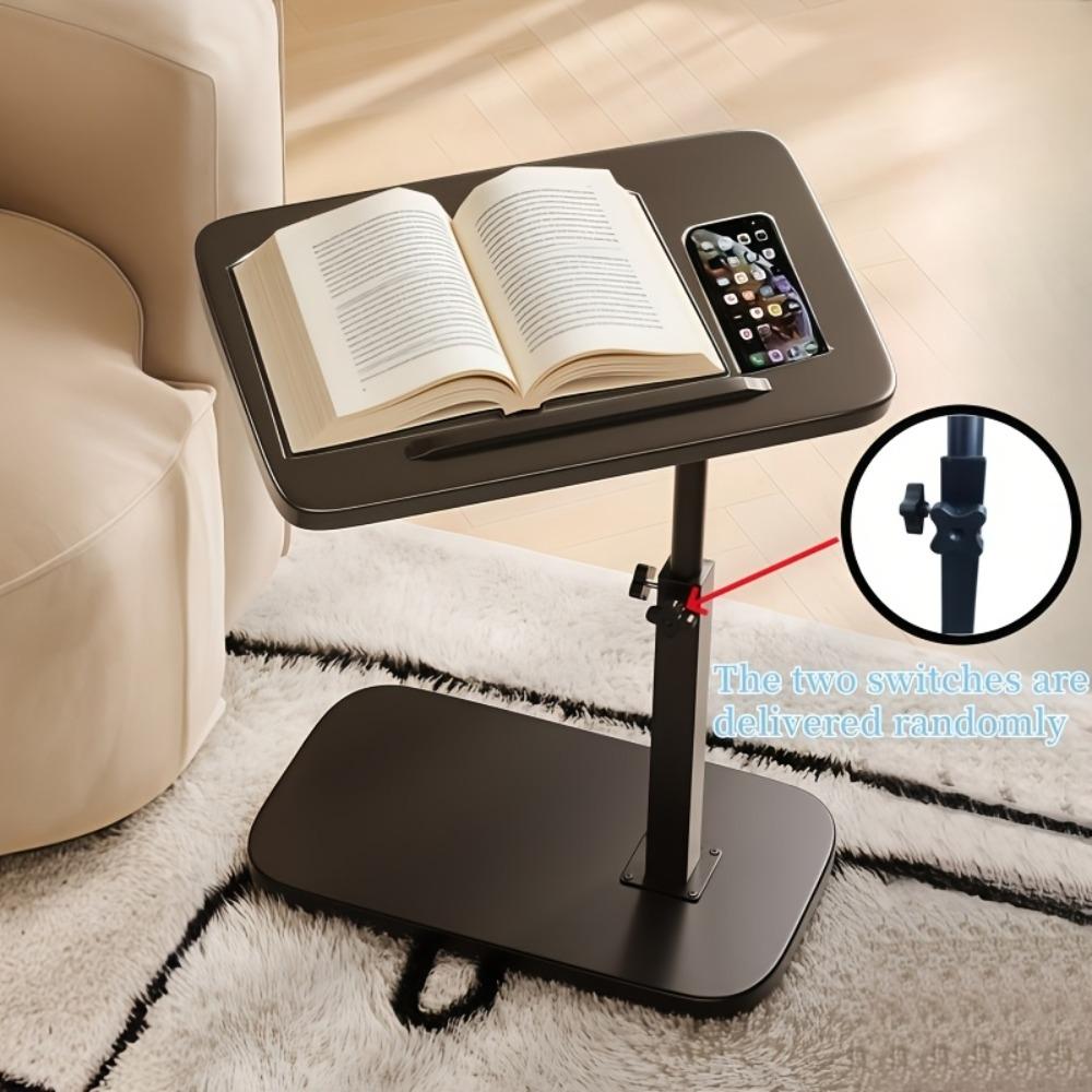 Height-adjustable desk featuring a 360° swivel tabletop, sturdy legs and a stable surface — this space-saving compact desk is ideal for home offices, gaming, living rooms and bedside use. It can support the weight of laptops, books and snacks,