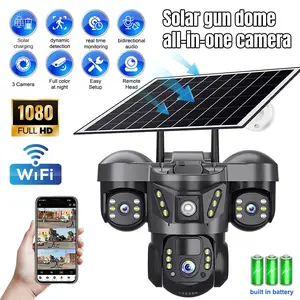 15MP 8K WiFi IP Camera Three Lenses PTZ Outdoor Waterproof Smart Home HD Night Vision CCTV Security Cam V380 Pro