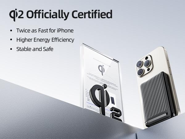 MOVE SPEED Qi2 Certified MagSafe Battery Pack, Kickstand 10,000mAh 15W Ultra-Fast Charging Portable Charger, Ergonomic Design, 30W USB-C MagSlim Charger with Cable for iPhone 16/15/14/13/12,Father's Day gift