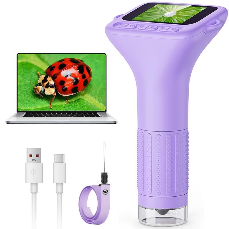 Portable Microscope for Kids and Adults, Mini Handheld Digital Microscope, USB Digital Microscope, IPS Screen Electronic Magnifier, 8 Adjustable LED Lights