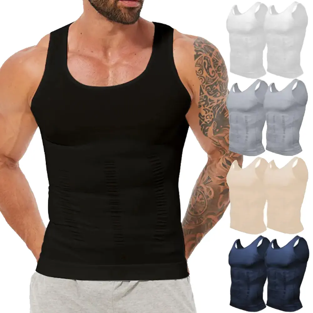 1-2 Pack Men's Compression Tank Tops, Sleeveless Workout Shirts, Athletic Sports Vest, Stretch Fitness Tops for Gym, Running, Basketball, Training, Exercise, Sports and Everyday Activewear