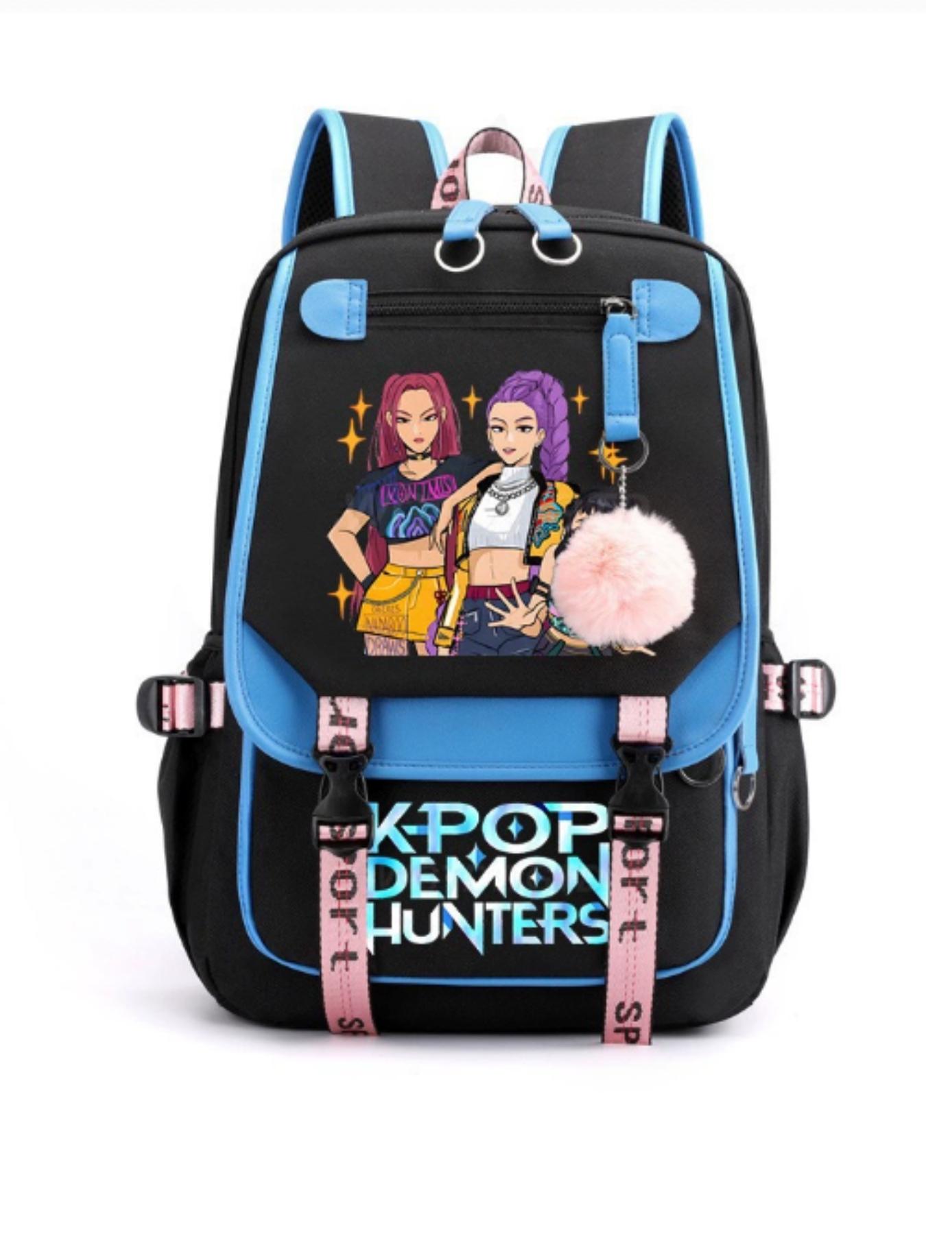 Korean Kpop Monster Hunter Movie Cartoon Print Backpack, School Bag for Students, Dual-Shoulder Design, All Seasons Use