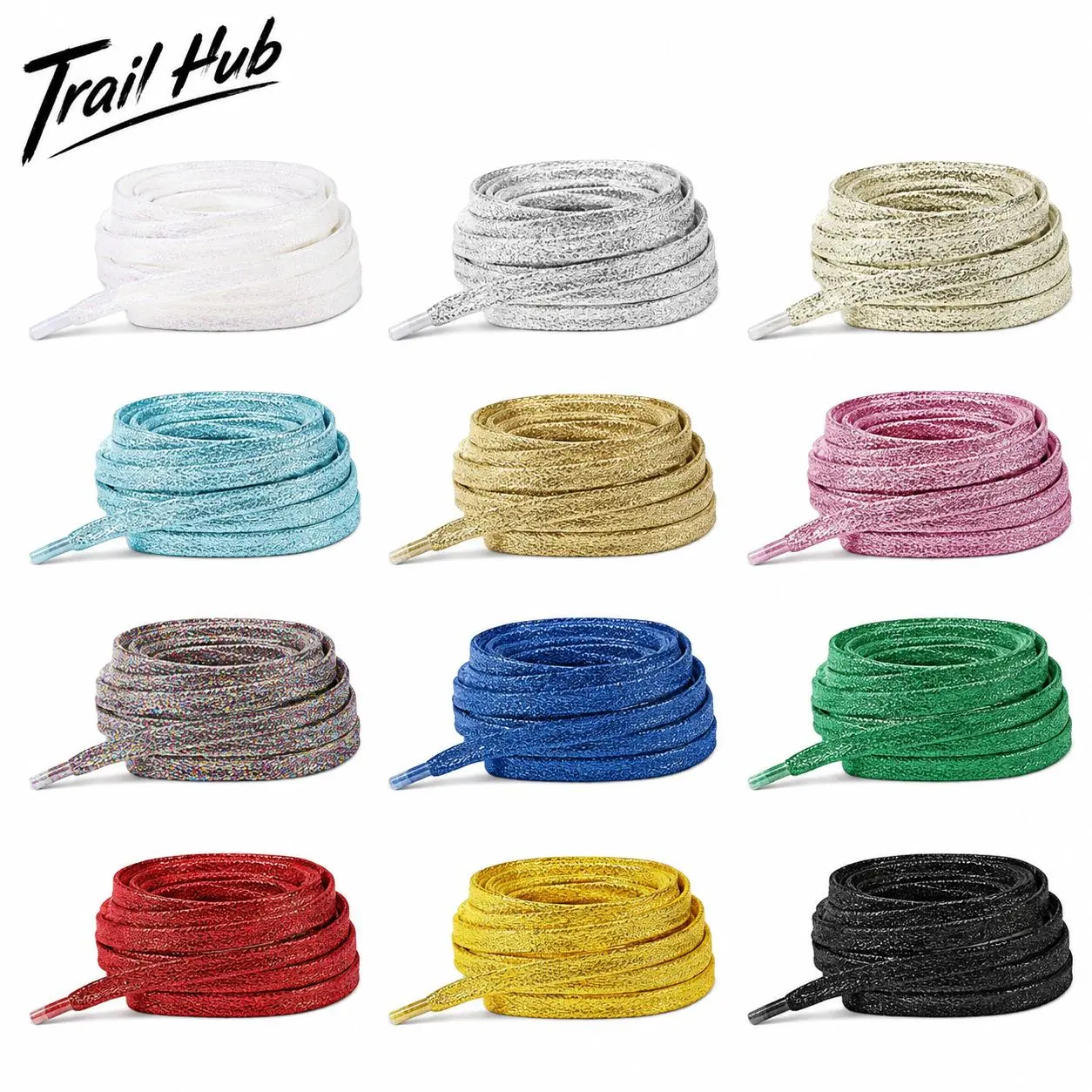 Pearlescent Gold and Silver Polyester Flat Laces - Lustrous Iris Finish, Durable, Soft Shoelaces for Sneakers, Canvas Shoes, Casual Pants Accessories
