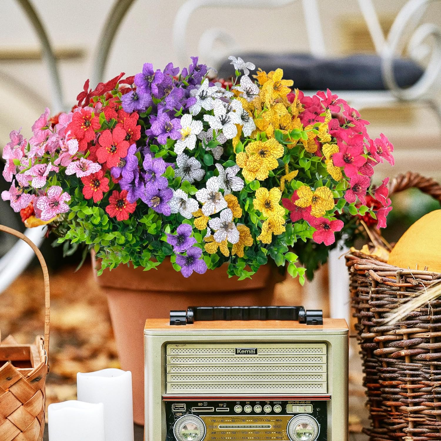 Artificial Flower (12pcs/set), Faux Flower, Fake Flower For Home Garden Decor, Colorful Artificial Flower For Outdoor Indoor Decoration, Artificial Flowers For Outside