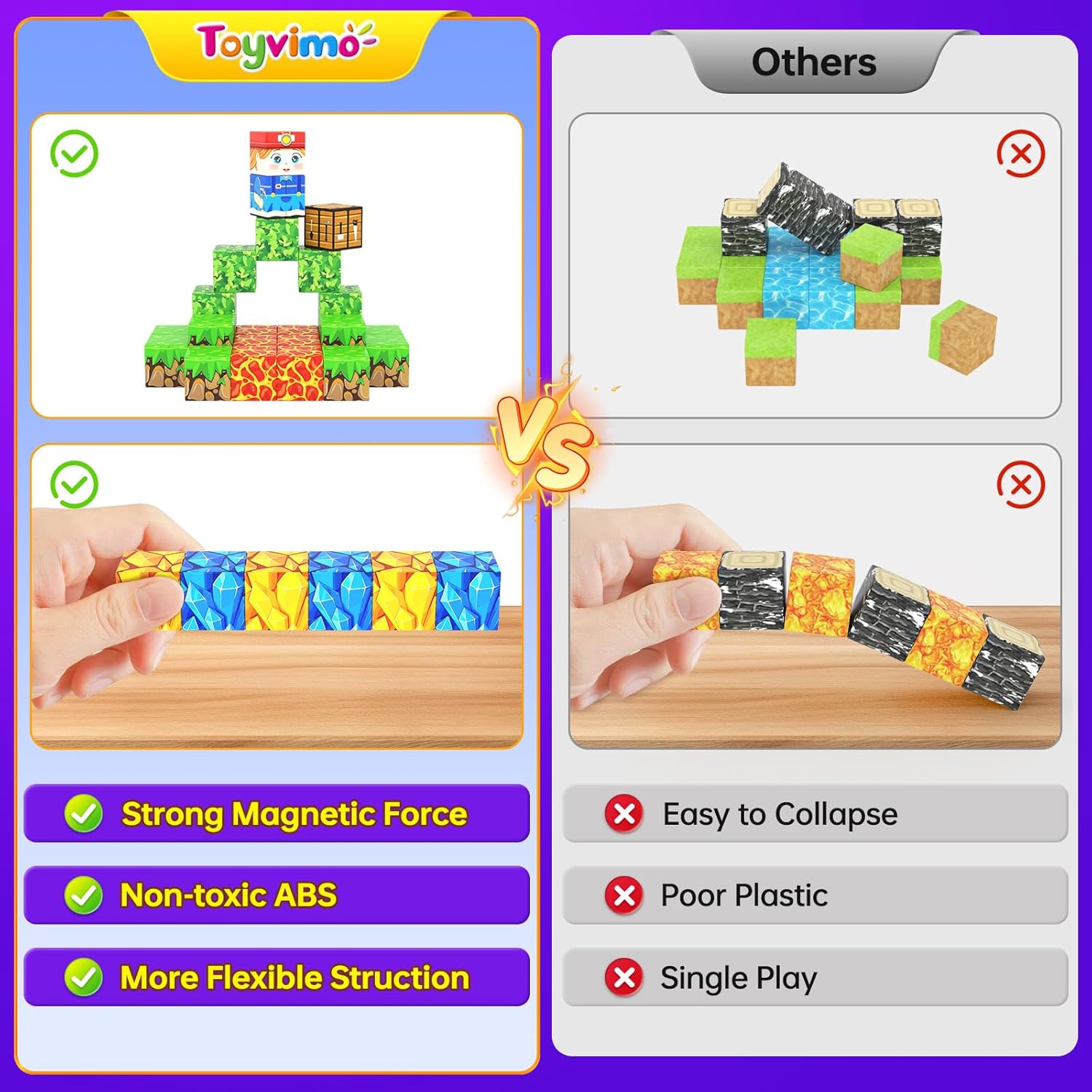 Magnetic Building Blocks-100PCS with Drawstring Bag STEM Montessori Children Sensory Toys Build Mine Magnet World Gift Set