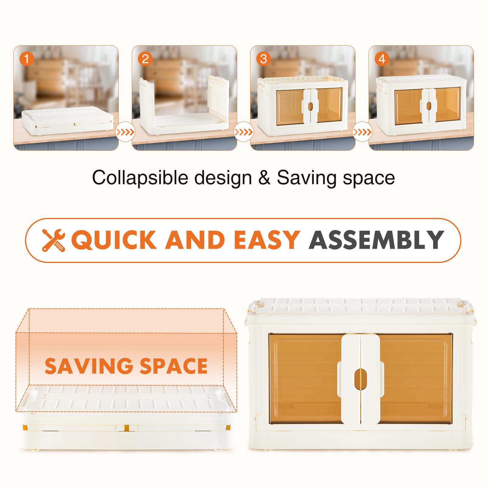 Stackable Plastic Storage Box with Lid Foldable Storage Box with Door and Wheels, Portable Lockable Storage Box for Living Room Stackable Plastic Storage Box with Lid Foldable Storage Box with Door and Wheels, Portable Lockable Storage Box for Living Room