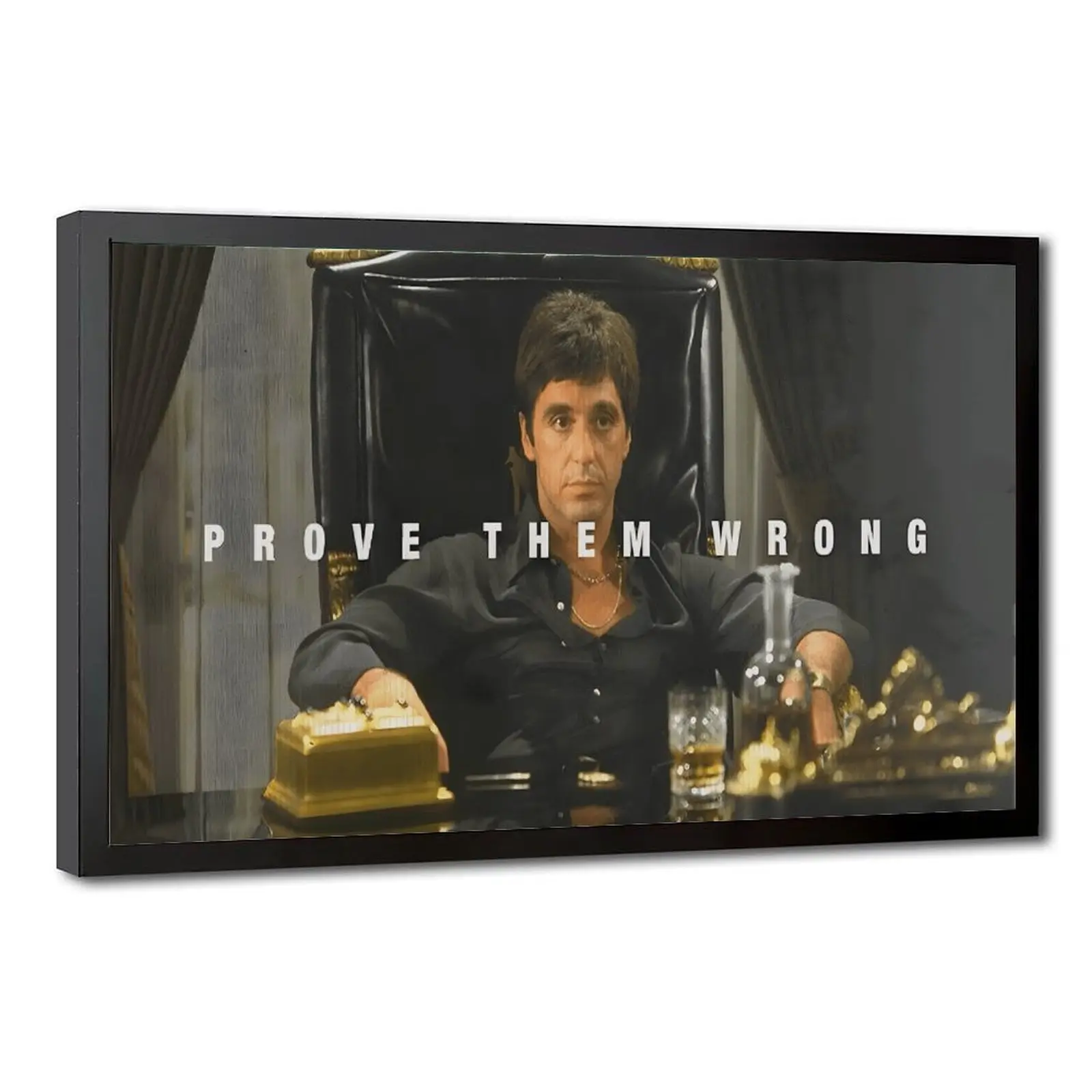 Scarface x Tony Montana Motivational Canvas Wall Art Poster - 20x30inch(50x75cm) Bold Gangster Boss Quote Print, Waterproof Wood-Framed Eco-Friendly Odourless Hustle Decoration, Man Caves, Living Room Decor