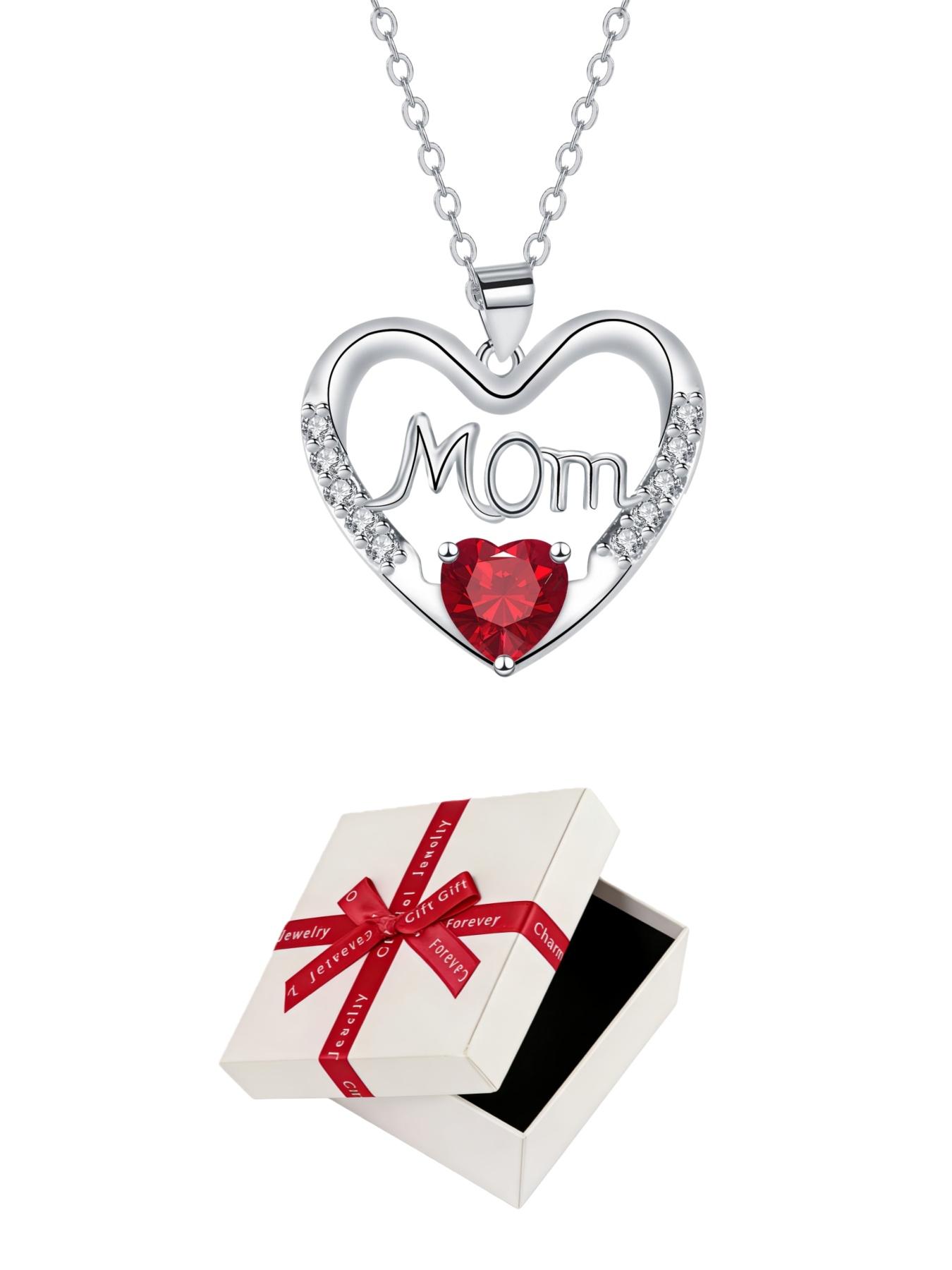 Heartprint Motherly Love Original MOM luxury premium heart-shaped gem necklace.Paired with a surprise double-door preserved rose jewelry gift box.Ideal gift for birthdays, Mother’s Day and Valentine’s Day.