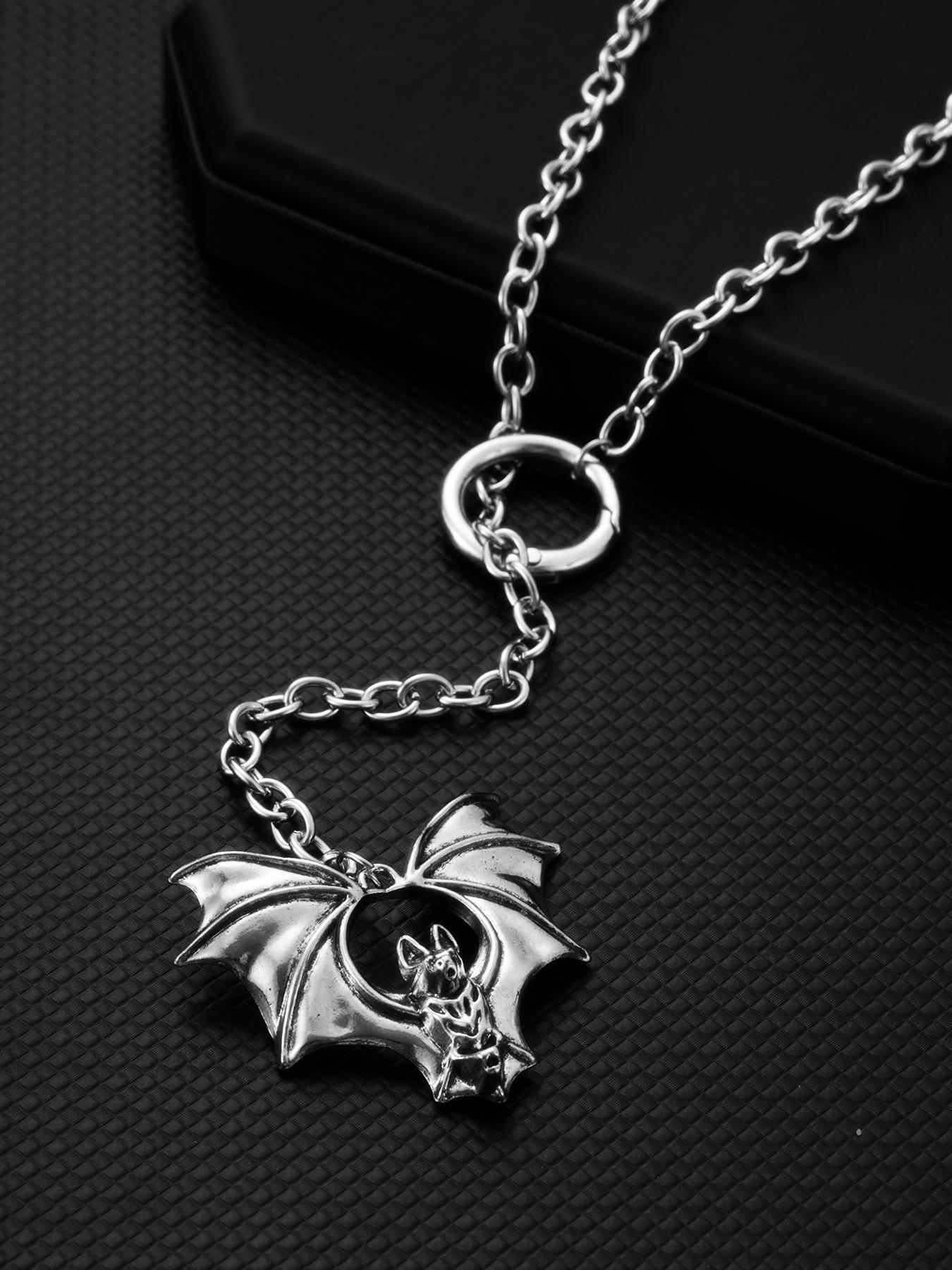 Gothic Dark Style Bat Pendant Long Necklace, Vintage Punk Unisex Party Design, Unique Personalized Jewelry for Men and Women, Gothic Mystery Jewelry Gothic Dark Style Bat Pendant Long Necklace, Vintage Punk Unisex Party Design, Unique Personalized Jewelry for Men and Women, Gothic Mystery Jewelry