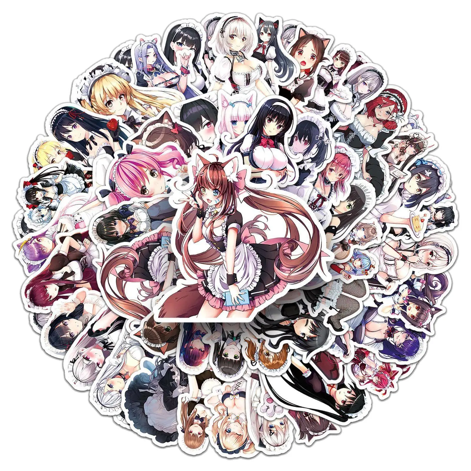 10/50Pcs Anime Cartoon Maid Stickers Cute Beauty Computer Cartoon Graffiti Suitcase Notebook Computer DIY Decoration Sticker Toy Popular stickers 2026 Hot selling toys