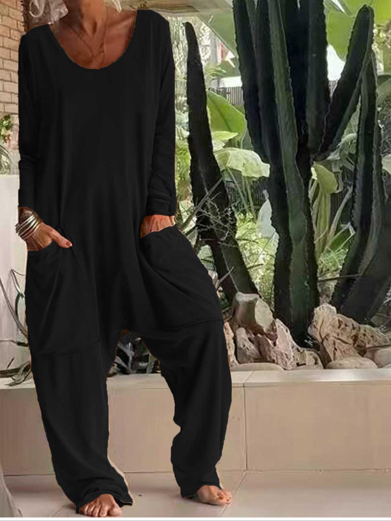 Fashionable women's casual Loose Knit Overall jumpsuits pocket jumpsuits Fashionable women's casual Loose Knit Overall jumpsuits pocket jumpsuits