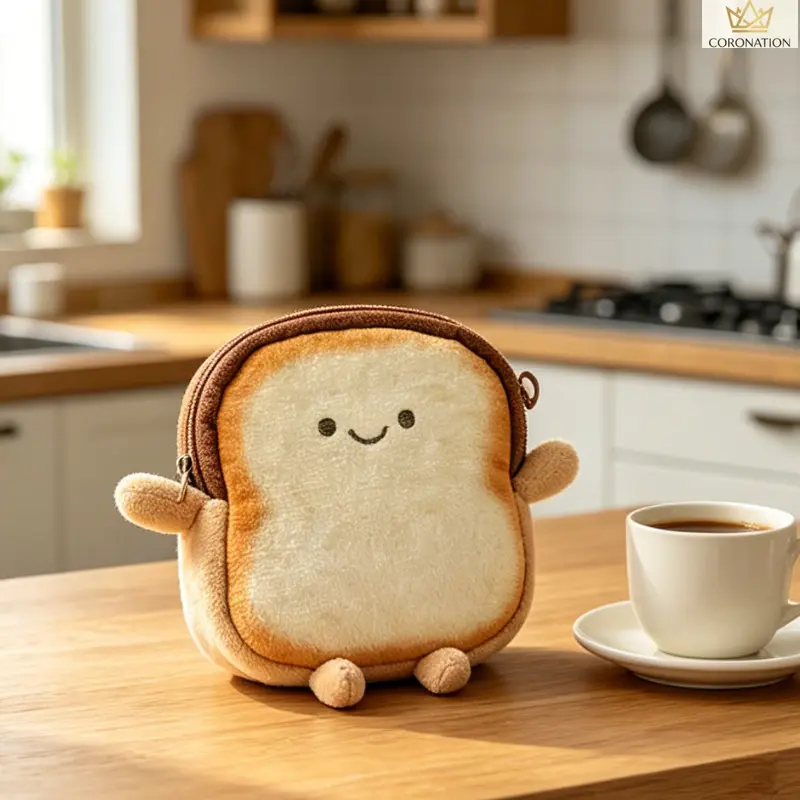 Cute Toast Avocado Bread Plush Coin Purse, Kawaii Aesthetic Mini Wallet with Keychain, Y2K Cartoon Food Charm Bag for Women Girls, Soft Portable Storage Pouch for Coins Lipstick Earbuds, Cute Gift Accessory for Daily Carry Travel