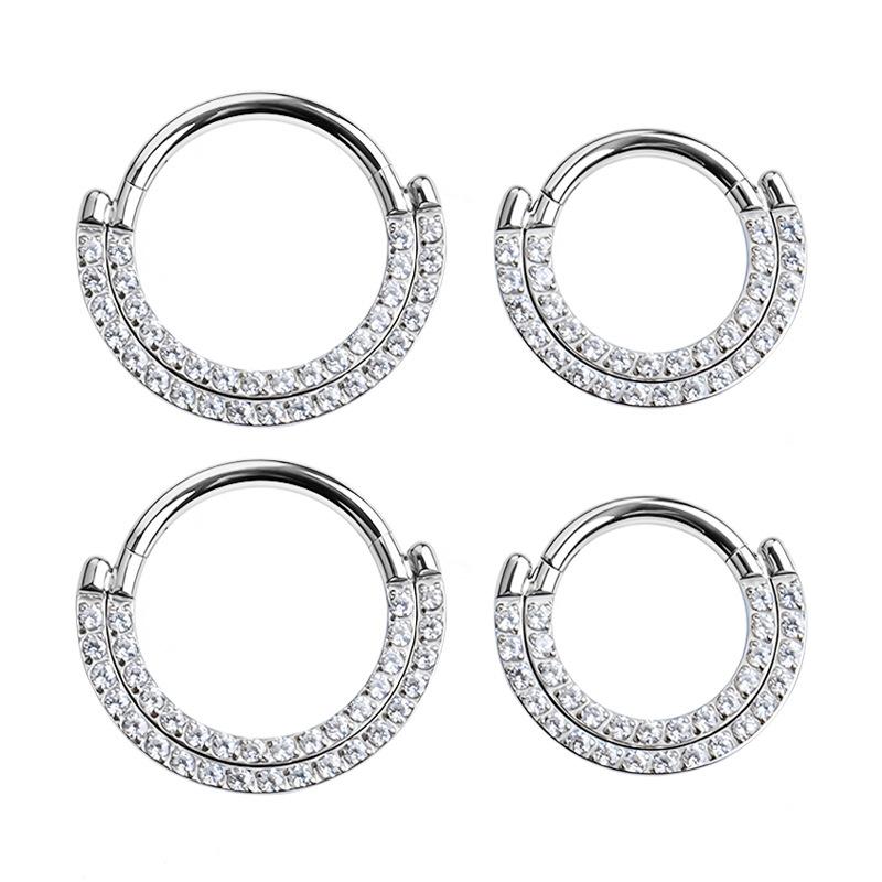 Titanium Alloy Hypoallergenic Nose Ring Hoop, Full Diamond Hinged Clicker, Sensitive Skin Friendly, Perfect Birthday/Valentine's Day/Mother's Day/Christmas Gift, Unisex Cartilage Earring
