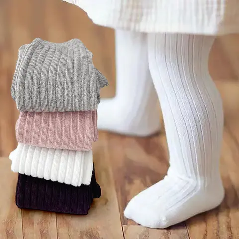2026 New Arrival Combed Cotton Ribbed Knit Solid Color Footed Tights - Stretchy, Soft, Warm Basic Leggings for Princess Dress Pairing & Versatile Daily Wear