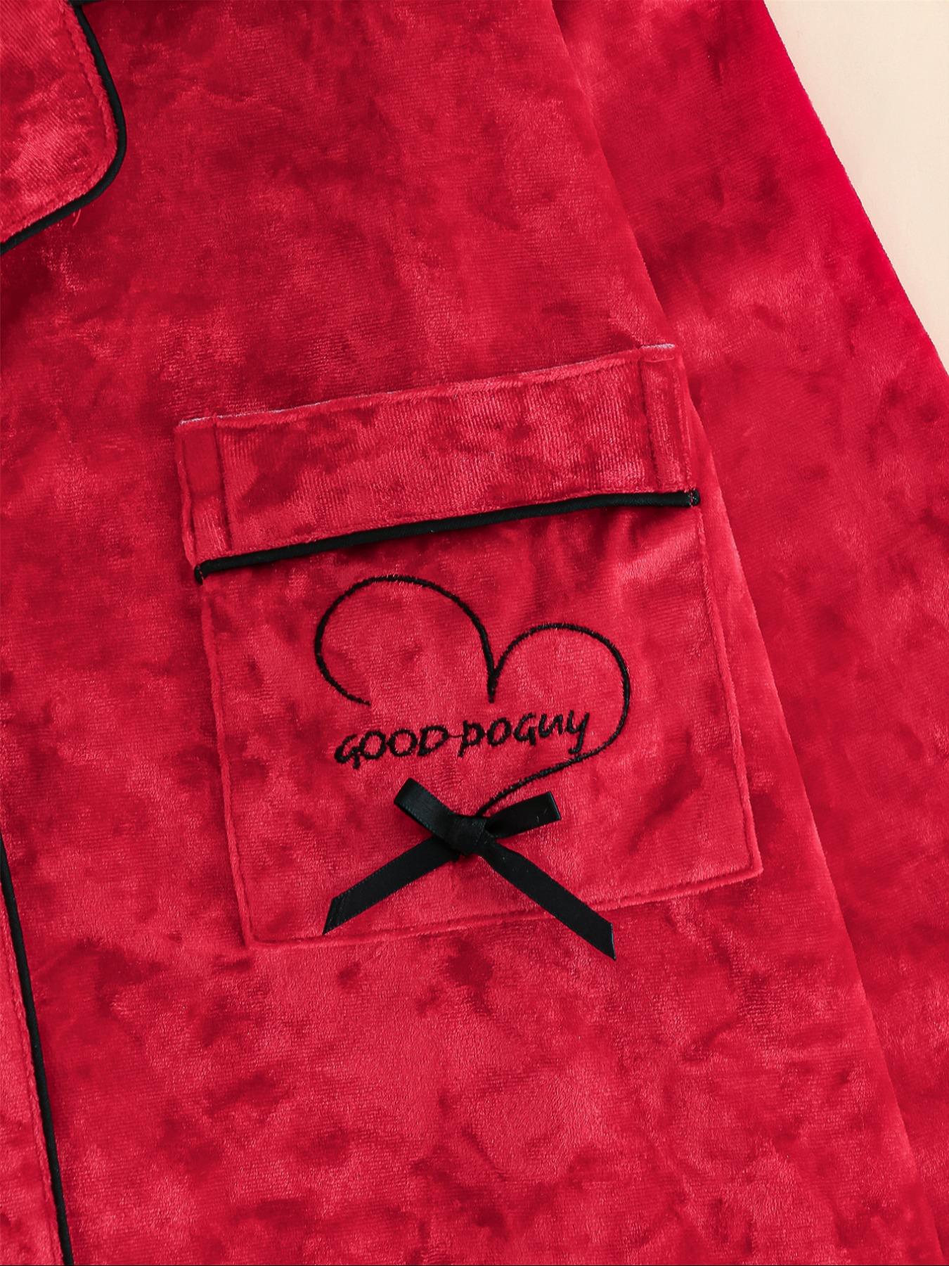 Women's Elegant Winter Pajama Set Nightwear, Fitted Long Sleeve Button-Up Top & Warm Pants, Comfortable Loungewear for Cold Weather