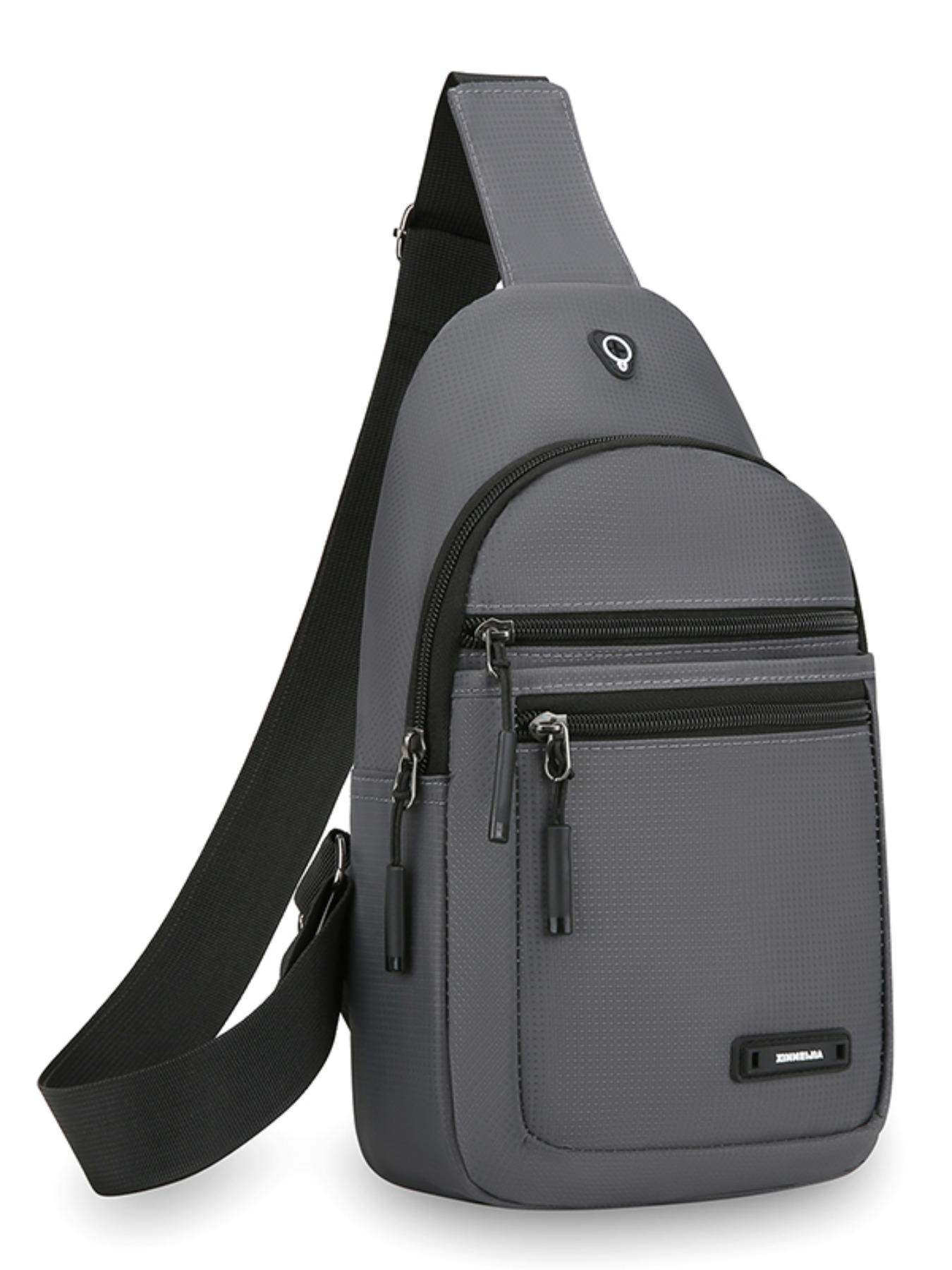 Men's Casual Nylon Chest Bag, Multi-Functional Zipper Pouch, Comfortable Outdoor Sports, Cycling, Commuting, Adjustable Strap Backpack