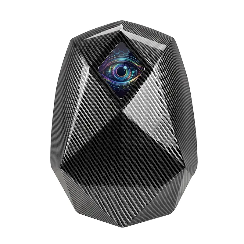 LED Knight Hard Shell Backpack - Carbon Fiber Texture, Smart Wireless Programmable Screen, Polka Dot Design, 17.3" Laptop & Helmet Fit, USB Port, Adults' Biker Motorcycle Riding Gear (Power Bank Not Included)