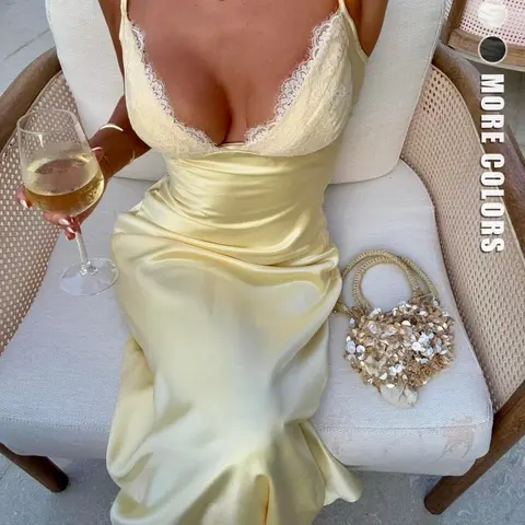 Women's Strapless Dress, Backless Sexy Summer Flowy Long Dress, Chic Fashion Cross Tie Lace Trim A-Line Dress, Perfect for Dates, Vacations, Travel