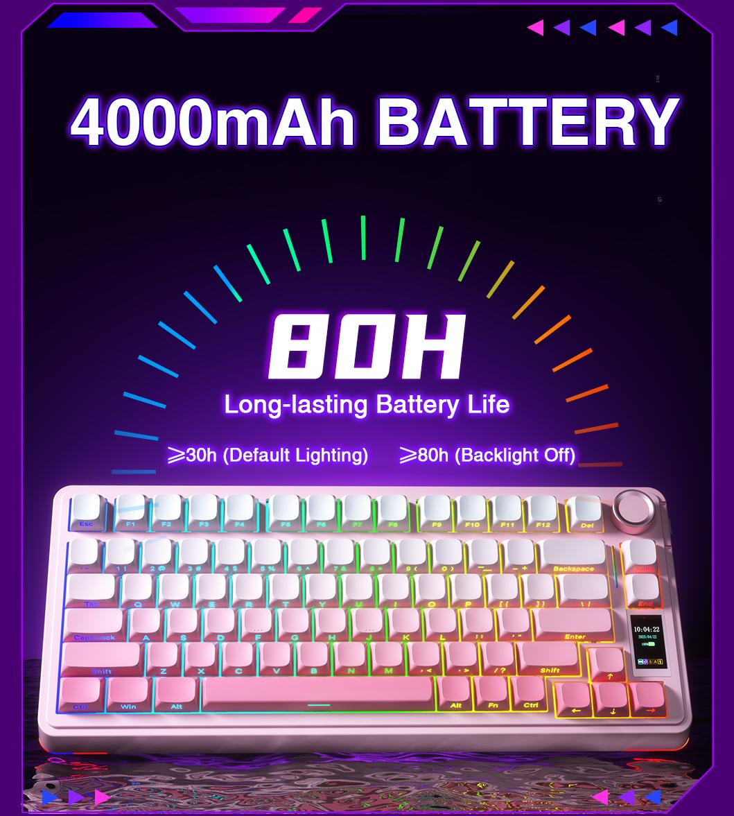 AULA S75 Pro Wireless Mechanical Gaming Keyboard with Screen Knob RGB Rainbow Backlit Tri-Mode 2.4G USB-C Bluetooth5.0 Hot Swappable Gaming Keyboard for Gamers Gaming PC Accessories  Creamy Keyboard for PC/Mac/Linux