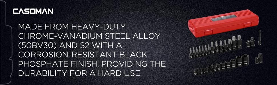 CASOMAN 32-Piece Torx Bit Socket and Female External Socket Set, 14 Star Bits (T8- T70) and 13 Female E-Torx Sockets (E4-E24), Include 5 Impact Socket Adapter Hand Tools Heavy Duty, #TikTokShopfalldealsforyou Hex Wrenches