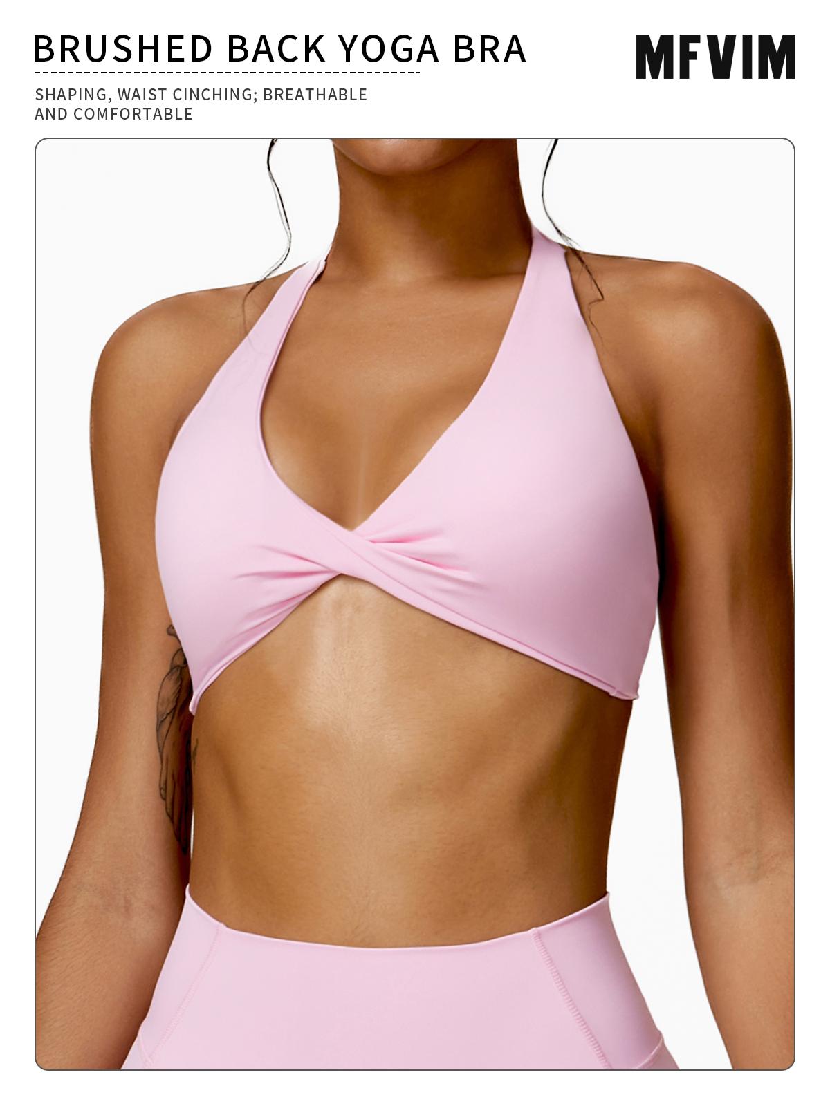 MFVIM Women's sports underwear, sexy hanging neck twist design sports underwear built-in bra pads, comfortable and skin-friendly, four seasons can wear, running gym workout sports underwear SpringStatements