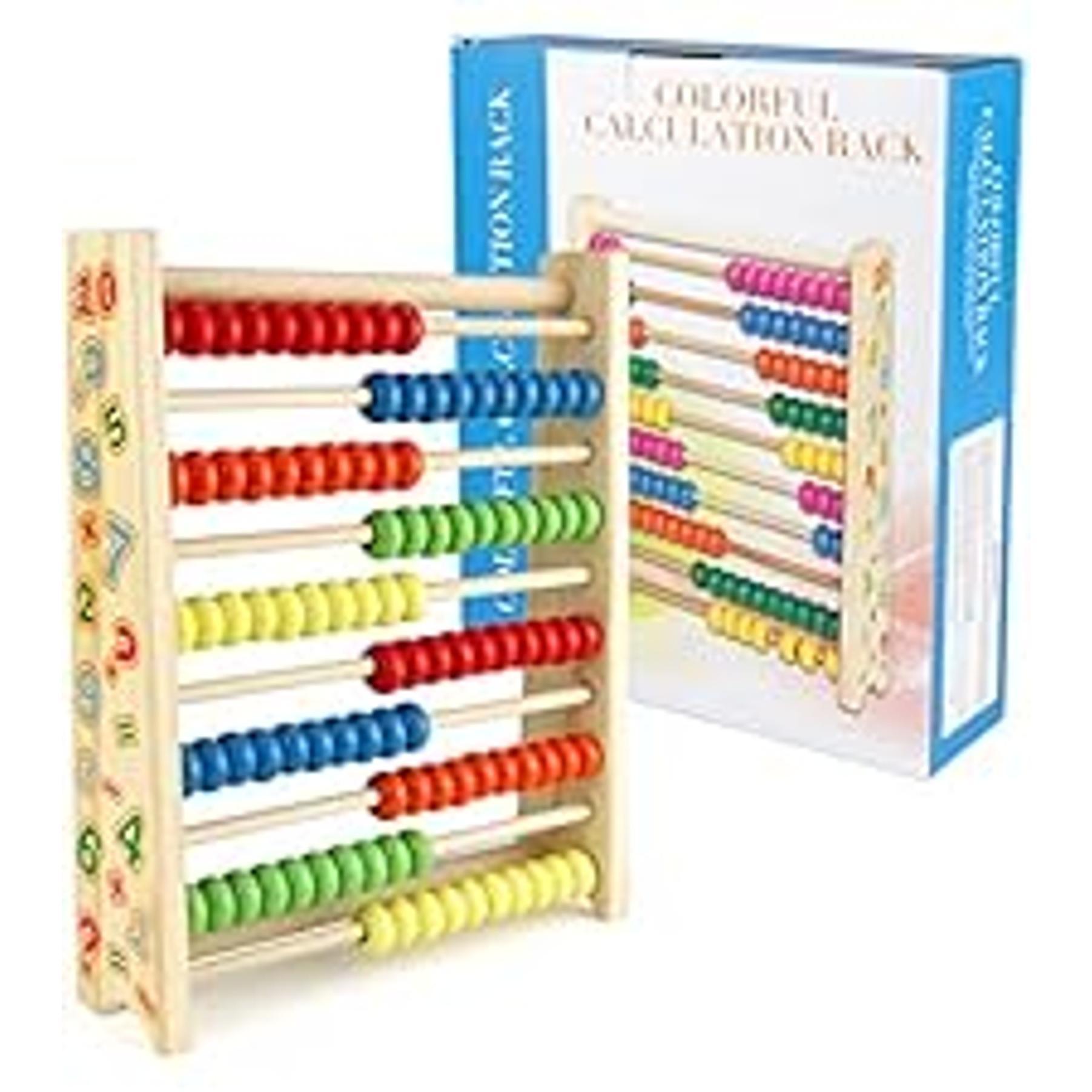 Wooden Abacus for Kids Math - 50 Beads Counting Toy, Multi-Color Counters for Kids 3-5, Counting Toys for Preschool Learning & Development, Develops Coordination, Motor Skillsfidget toys