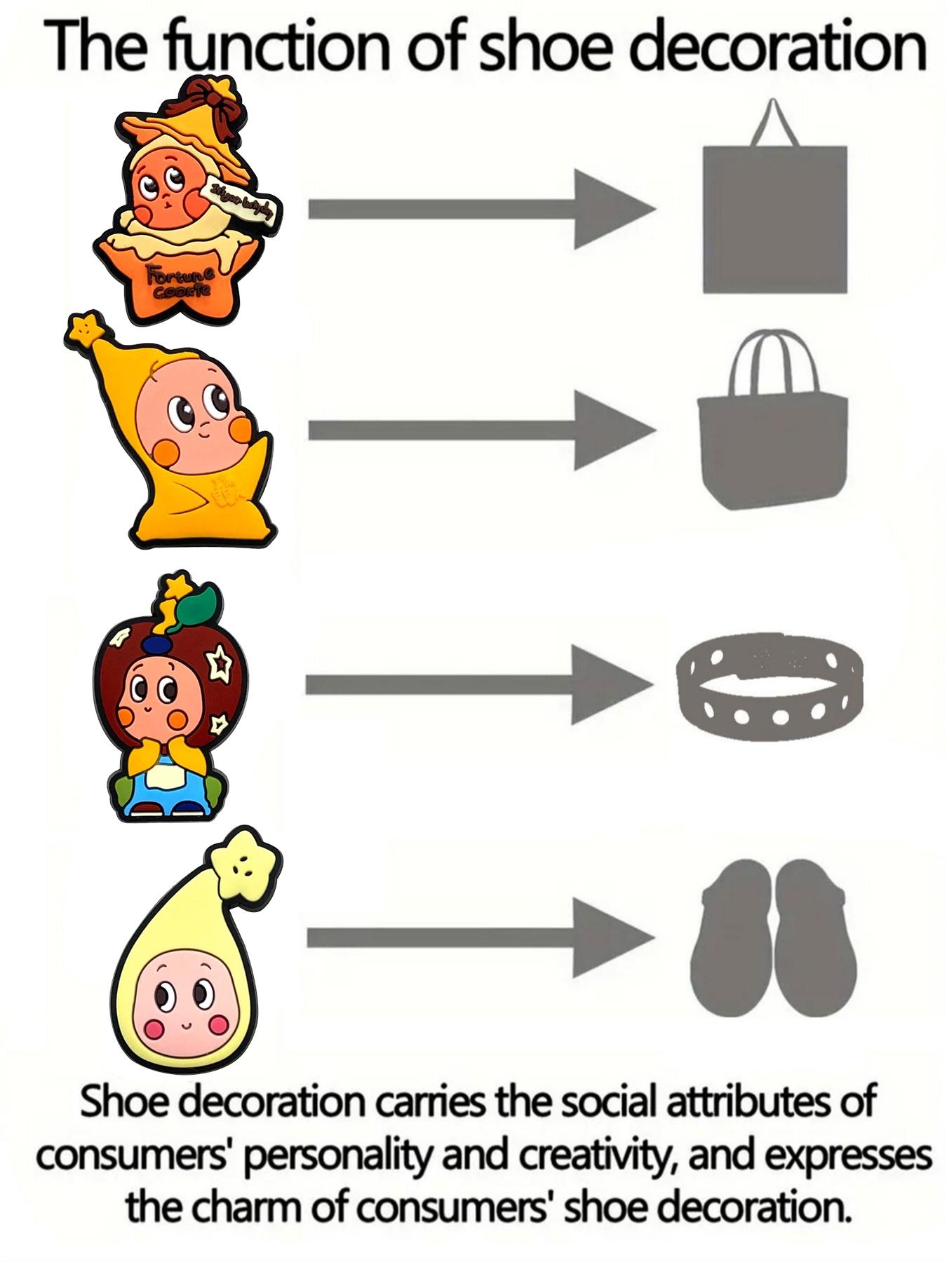 10pcs Cartoon Yellow Star Character PVC Shoe Accessories, DIY Waterproof Detachable Sandal Strap, Kids Christmas Gift, Party Style