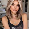 Short Bob Wig with Highlights, 12-Inch Heat-Resistant Synthetic Hair, Natural Look, Ideal for Office, Dates, Halloween Parties, Synthetic Bob Wigs