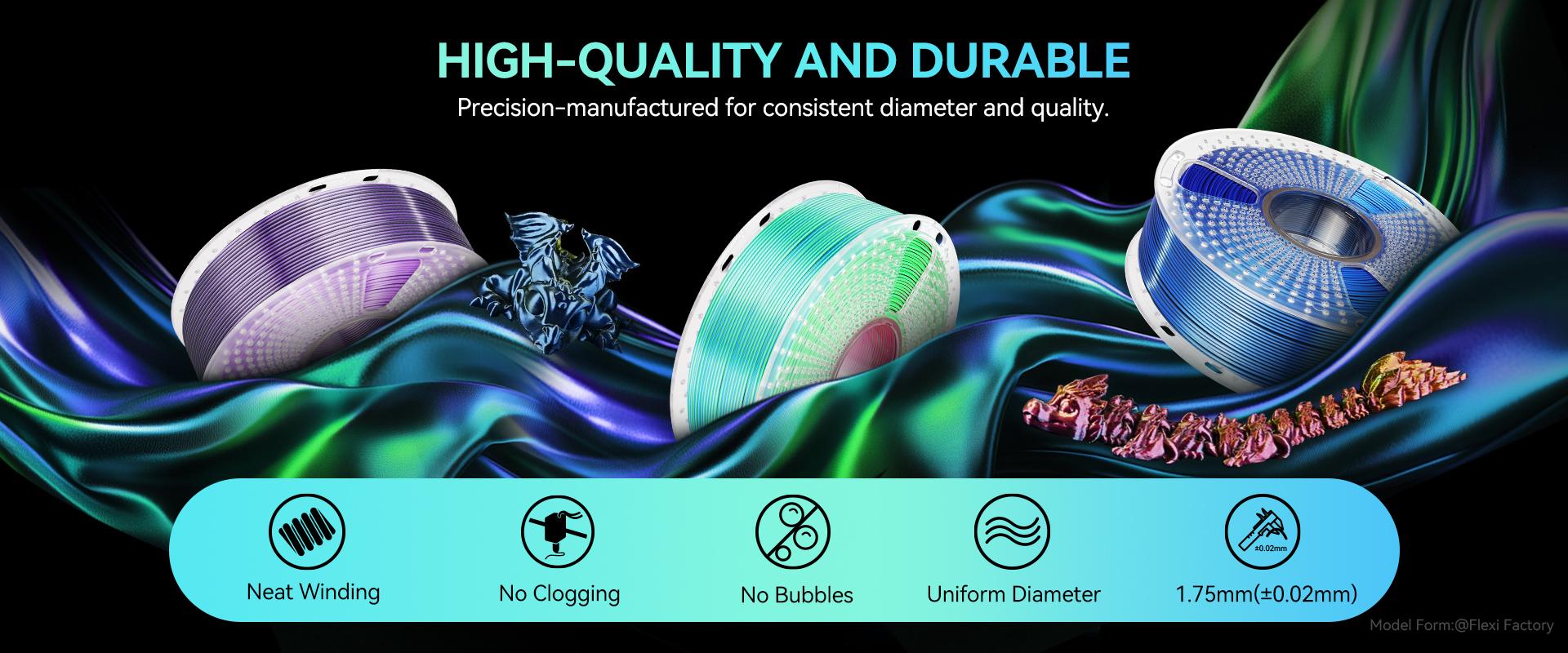 Dual-Color,Triple-Color,Four-Color 1KG/3KG Bundle/6KG Bundle 1.75mm SILK Filament Bundle Compatible with 99% 3D printers