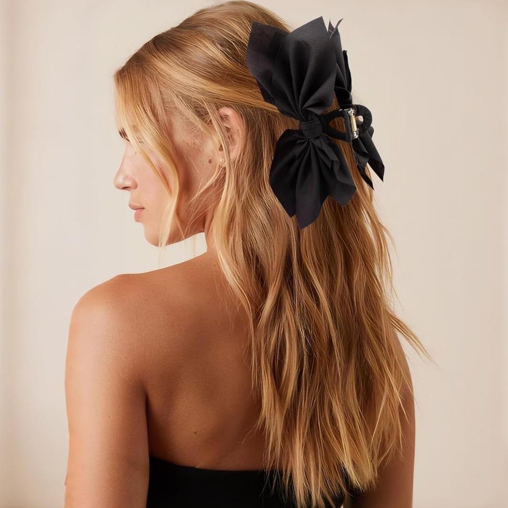 Women's Oversized Bow Hair Claw Clip For Women, Paisley And Leopard Printed Fabric Bow, Strong‑Grip Non‑Slip Hair Accessory For Thick Hair, Lightweight Durable Design For Half‑Up Styles, Daily Office Party And Travel Occasions
