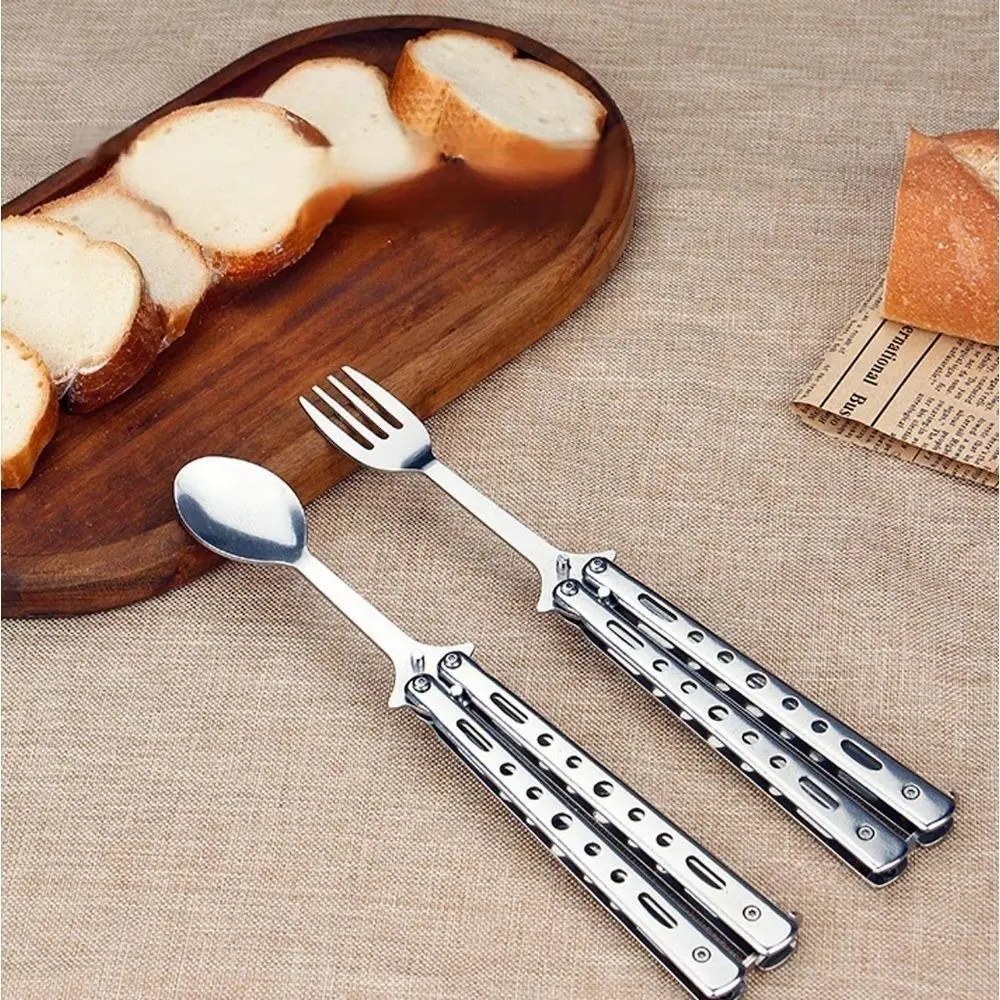 Multifunctional Stainless Steel Foldable Spoon with Built-in Bottle Opener | 2-in-1 Portable Utensil for Camping BBQ & Kitchen Use, Camping Gear Must Haves, Multifunctional Outdoor, Outdoor Camping Cooking, Camping Cooking Gear