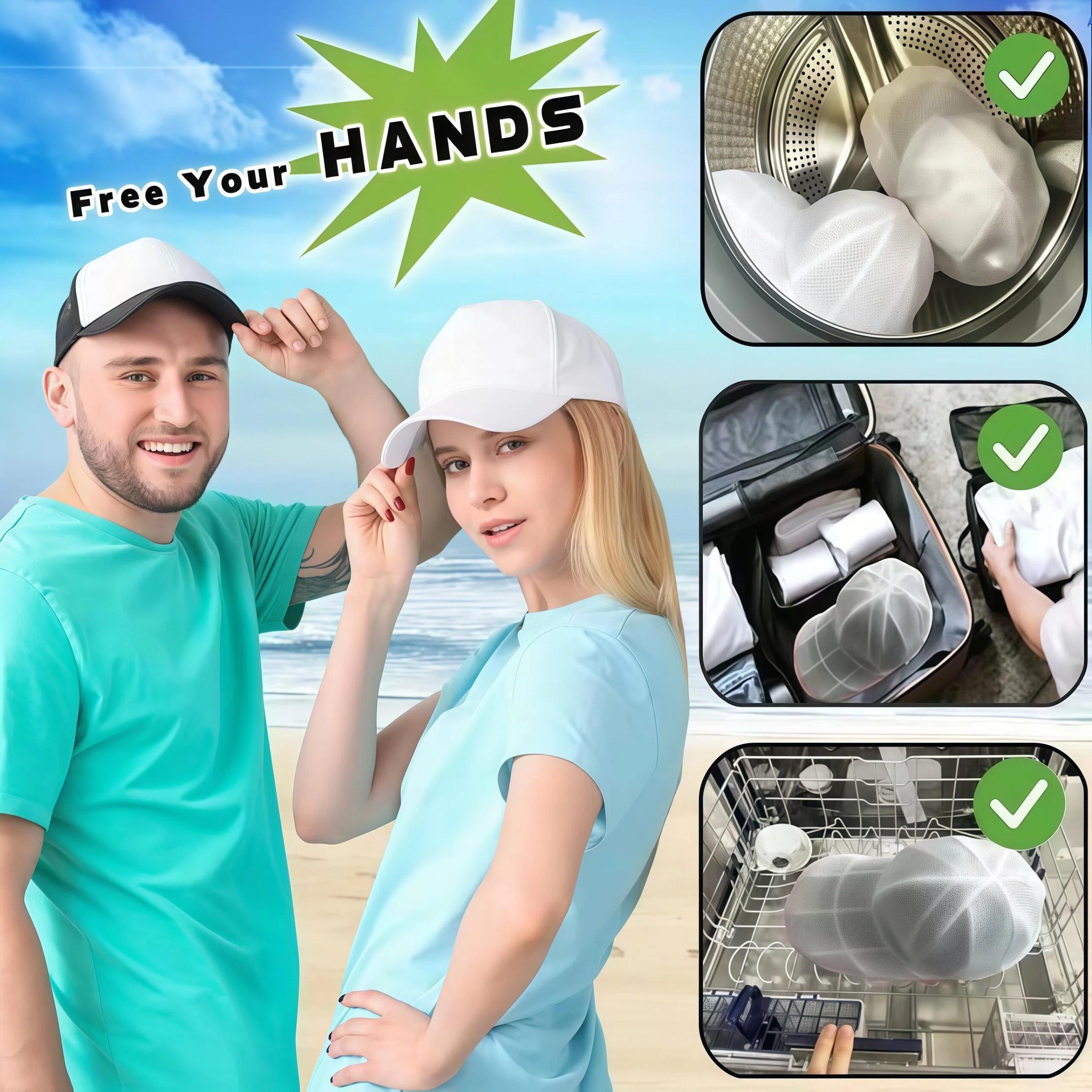Baseball Cap Washer Holder - Adjustable Laundry Mesh Bag for Washing Machine, Anti-Distortion Cap Cleaning Rack with Protective Frame for Baseball Hats, Household & Travel Use