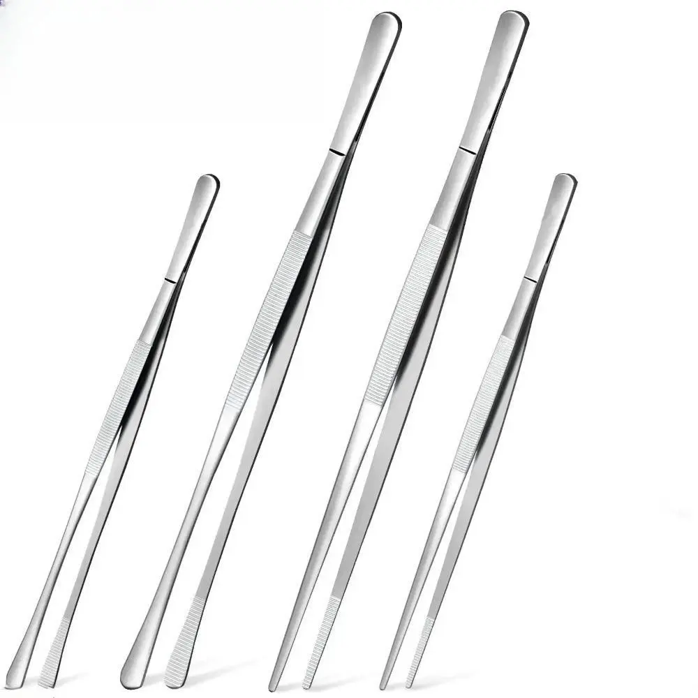 2026 New 4Pcs Mixed Size Durable Stainless Steel Barbecue Tong Hand Tools Kit, Long-Handle Kitchen Tweezers for Cooking Kitchen Accessories
