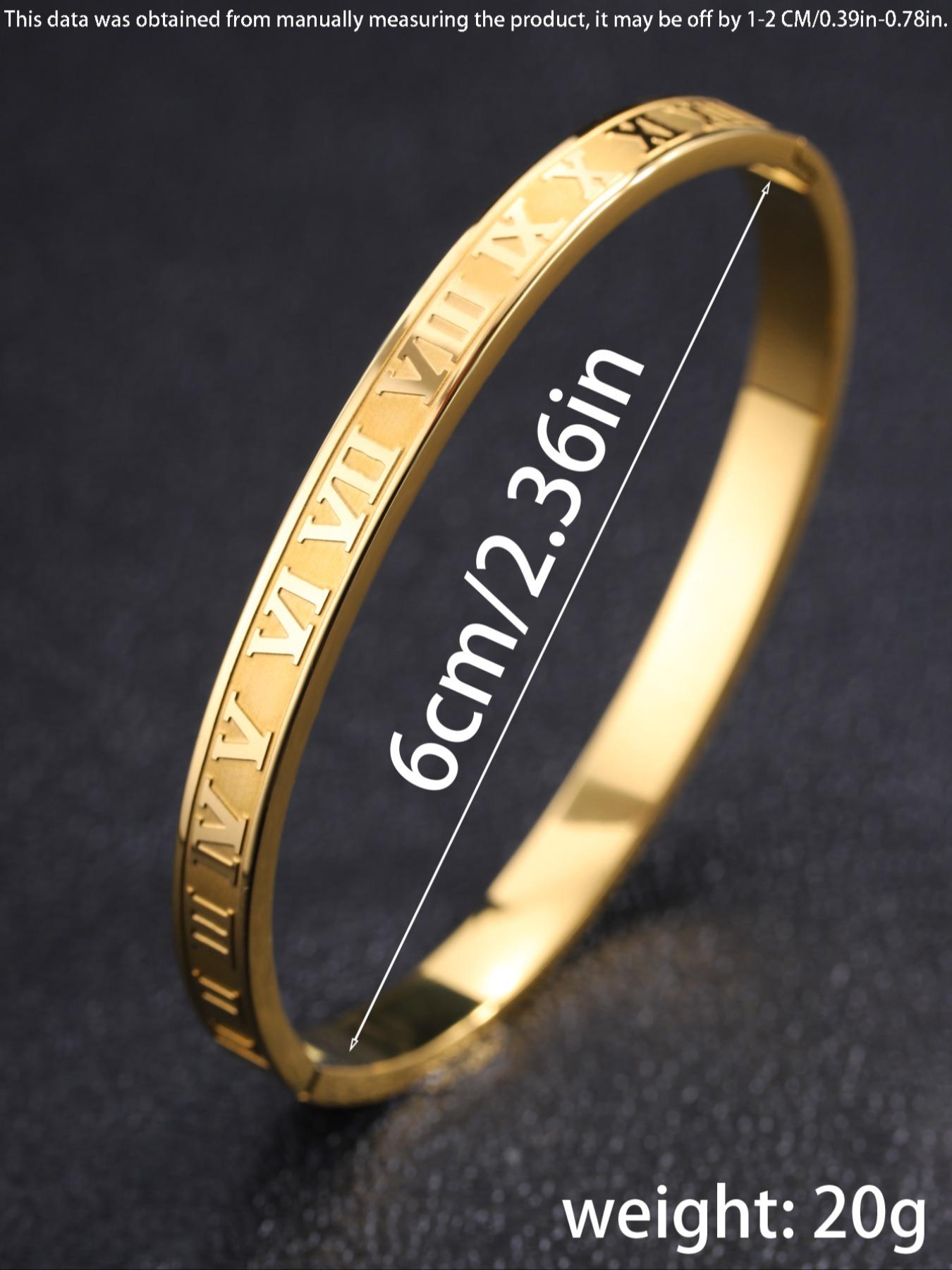 Unisex Street Style Roman Numerals Design Bangle, Gifts for Wife, Minimalist Trendy Bangle Bracelet for Women & Men, Chic All-match Vintage Jewelry As Gift, Elegant Minimalist Bangle