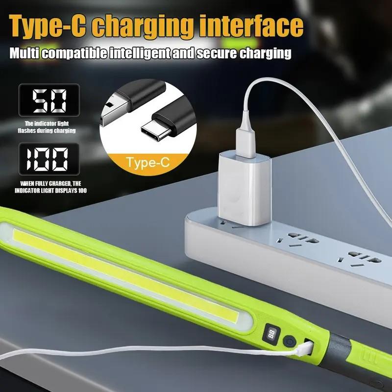 LED Rechargeable USB Work Light, Super Bright Strong Light with Magnetic Base and Hook, 3 Light Modes, Car Maintenance Tool, Portable Working Lights