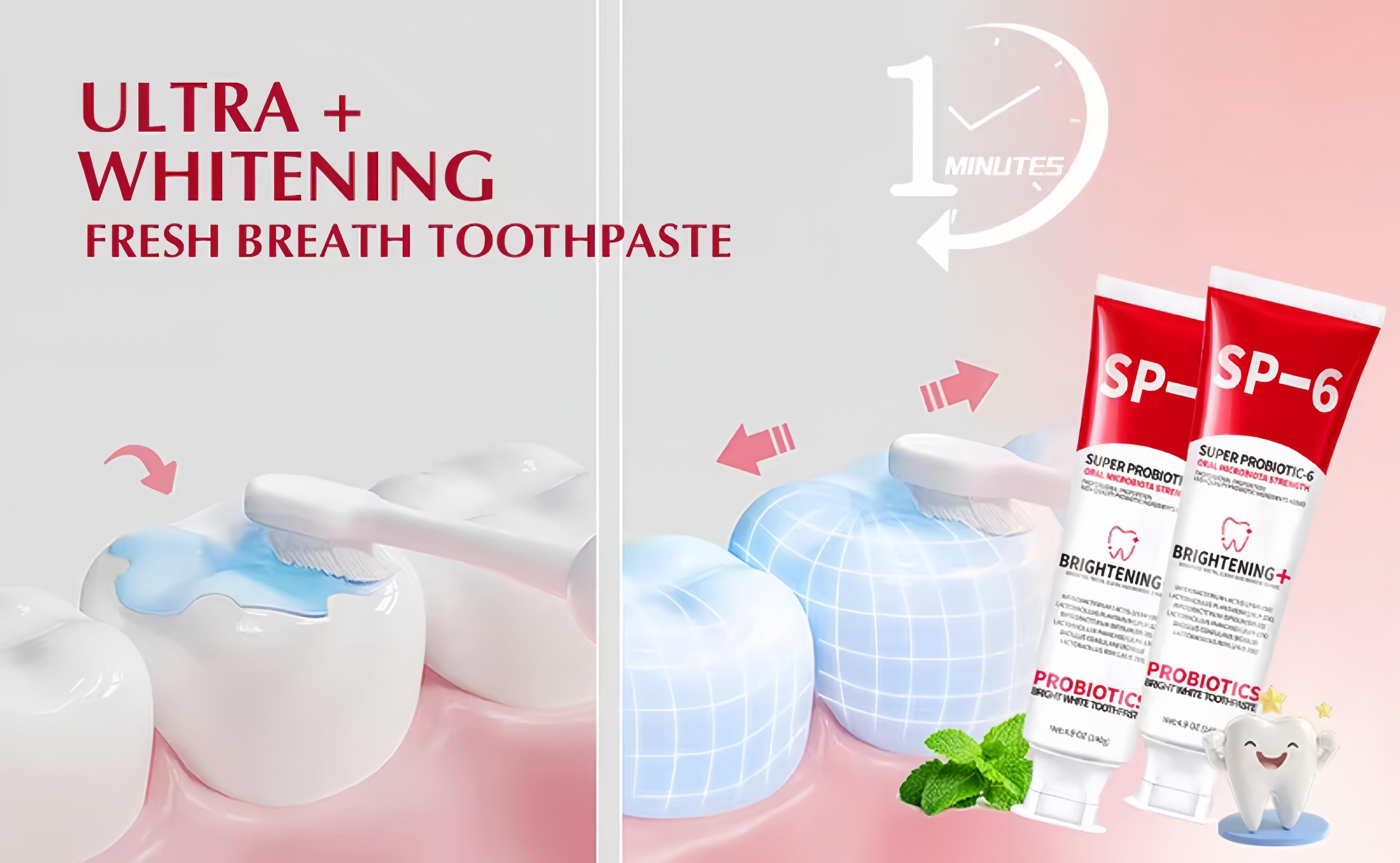 【Buy 2 get 1 free】Probiotic Whitening Toothpaste，SP-6 Toothpaste | Probiotic Oral Care for Enamel Repair & Long-Lasting Fresh Breath