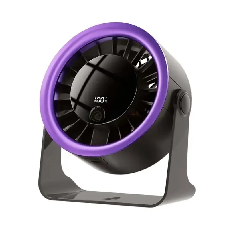 USB Wall-Mounted Small Fan - Silent Rechargeable, Long Battery Life, Quiet Mode, LED Display Screen, ABS Plastic, Compact Desktop Electric Fan for Kitchen & Dormitory