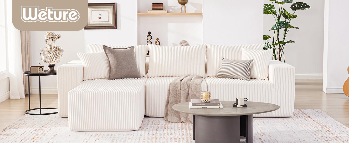 【2/3 packages shipping】107.4" Cloud Couch Sectional, Modular Sofa with Deep Seat, Plush Corduroy L Shaped Boneless Couch, Convertible Sectional Couches for Living Room, 4Seat 【2/3 packages shipping】107.4" Cloud Couch Sectional, Modular Sofa with Deep Seat, Plush Corduroy L Shaped Boneless Couch, Convertible Sectional Couches for Living Room, 4Seat