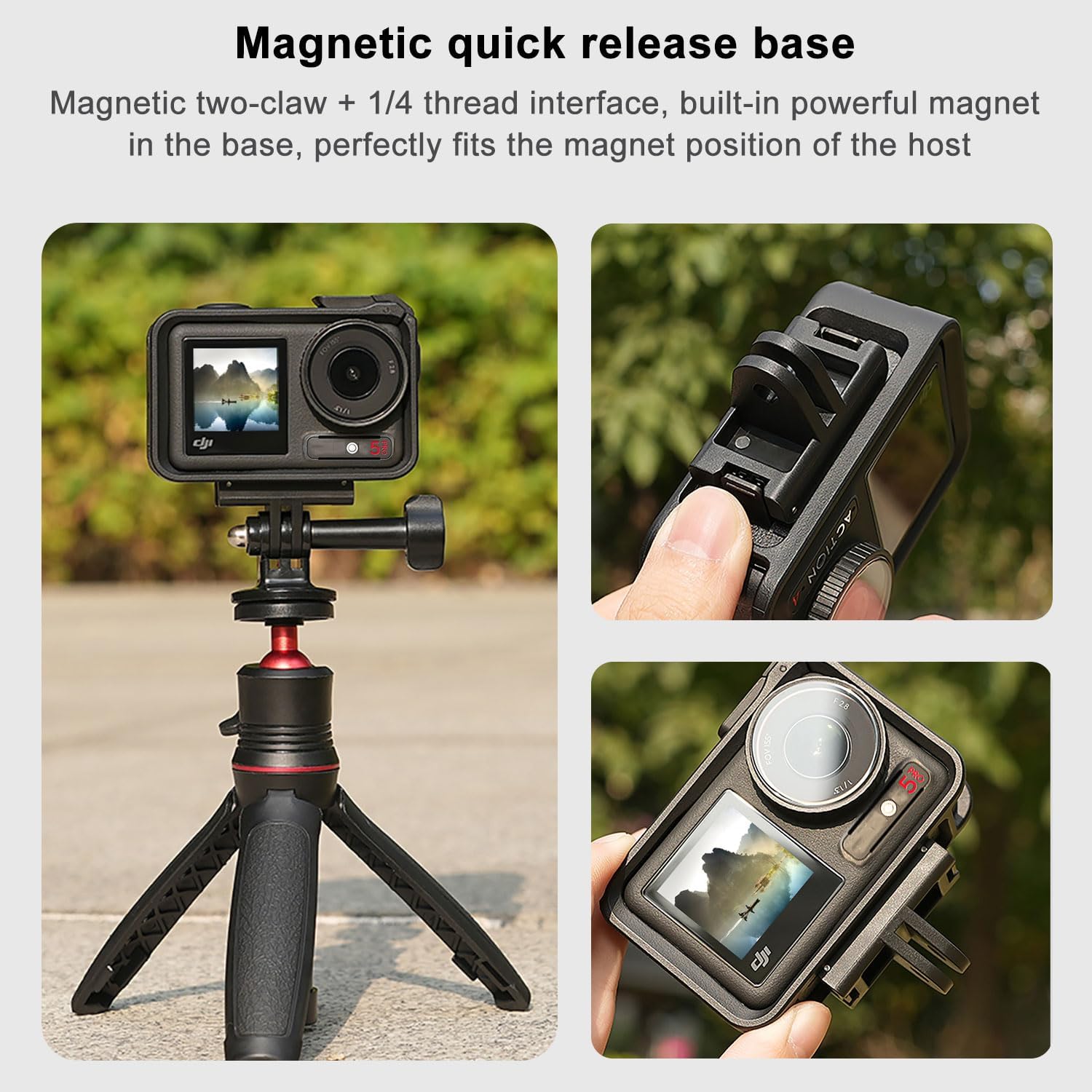 Magnetic Quick-Release Base Adapter for Dji Osmo Nano/ Action 6/5/4/3, Durable Design & Easy Installation, Perfect Accessory for Action Cameras, Quick Release Adapter - DJI Accessories, Attachable Tripod, Selfie, Vlogging