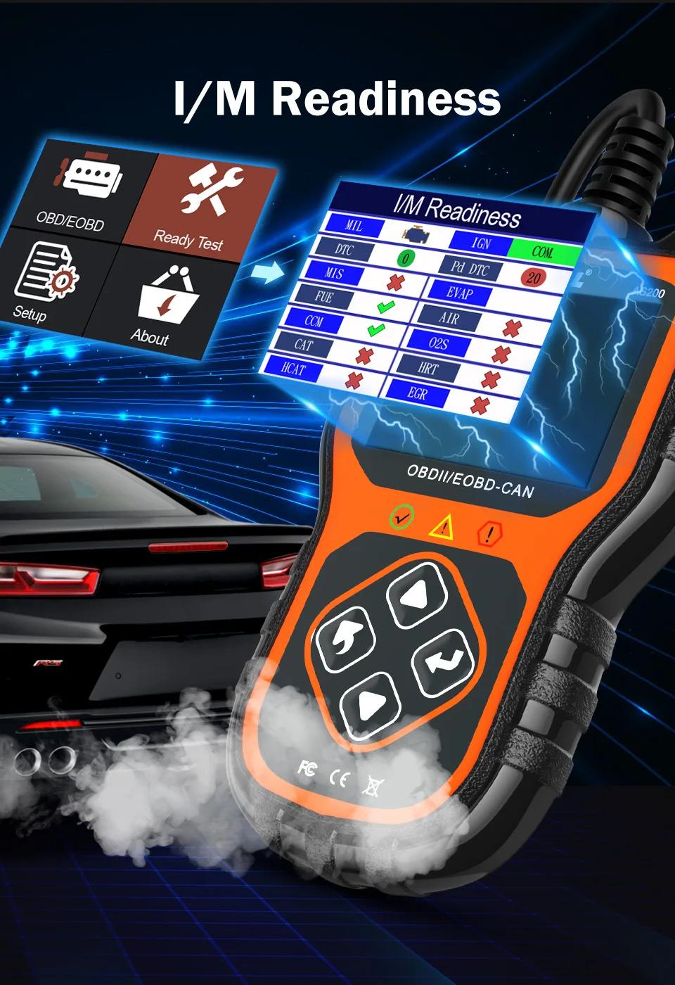 Ancel AS200 OBDII Scanner OBD Code Reader Car Diagnostic Tool Check Engine Fault