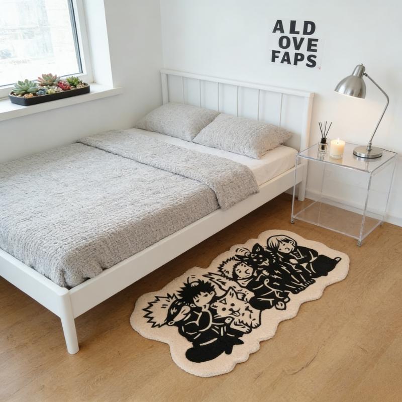 Comic style cartoon character bedroom bedside special-shaped carpet animation art living room sofa area non-slip carpet Japanese lounge strip carpet modern fashion e-sports room soft fluffy carpet home decoration creative pattern study carpet