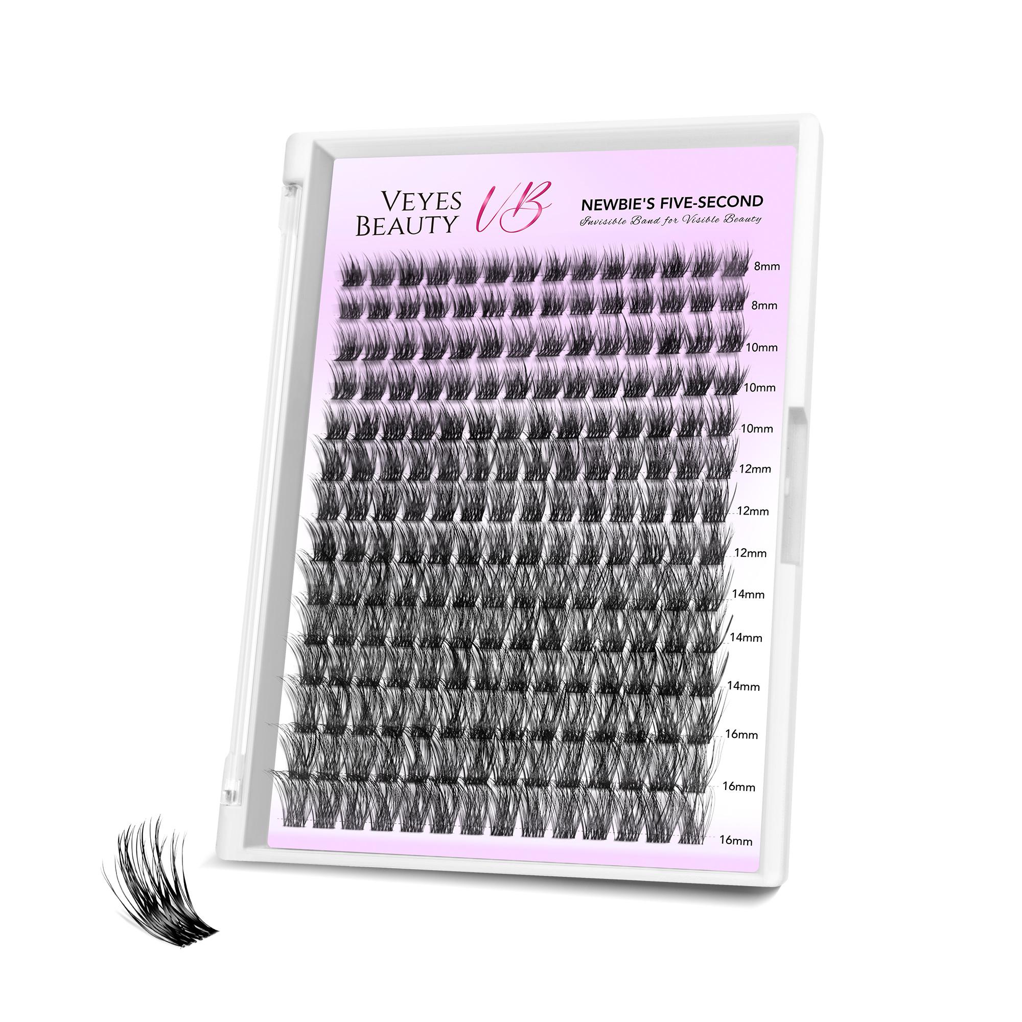 VEYESBEAUTY Dreamy Cluster Lashes Kit Eyelashes Makeup Individual Lash Extensions Volume Eyelash Wispy Faux Mink Lash Mixed Length Tray With Bond & Seal Tweezer Newbie's Five-Second DIY Dramatic Applicator at Home Eyelashes Extensions Cosmetic Makeup