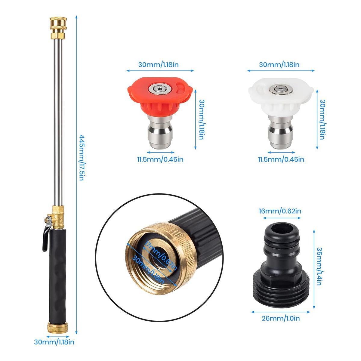 Jet Nozzle Power Washer for Garden Hose, Includes 2 High-Pressure Nozzles and Quick Connectors | Hydro Jet High Pressure Washer Tools.