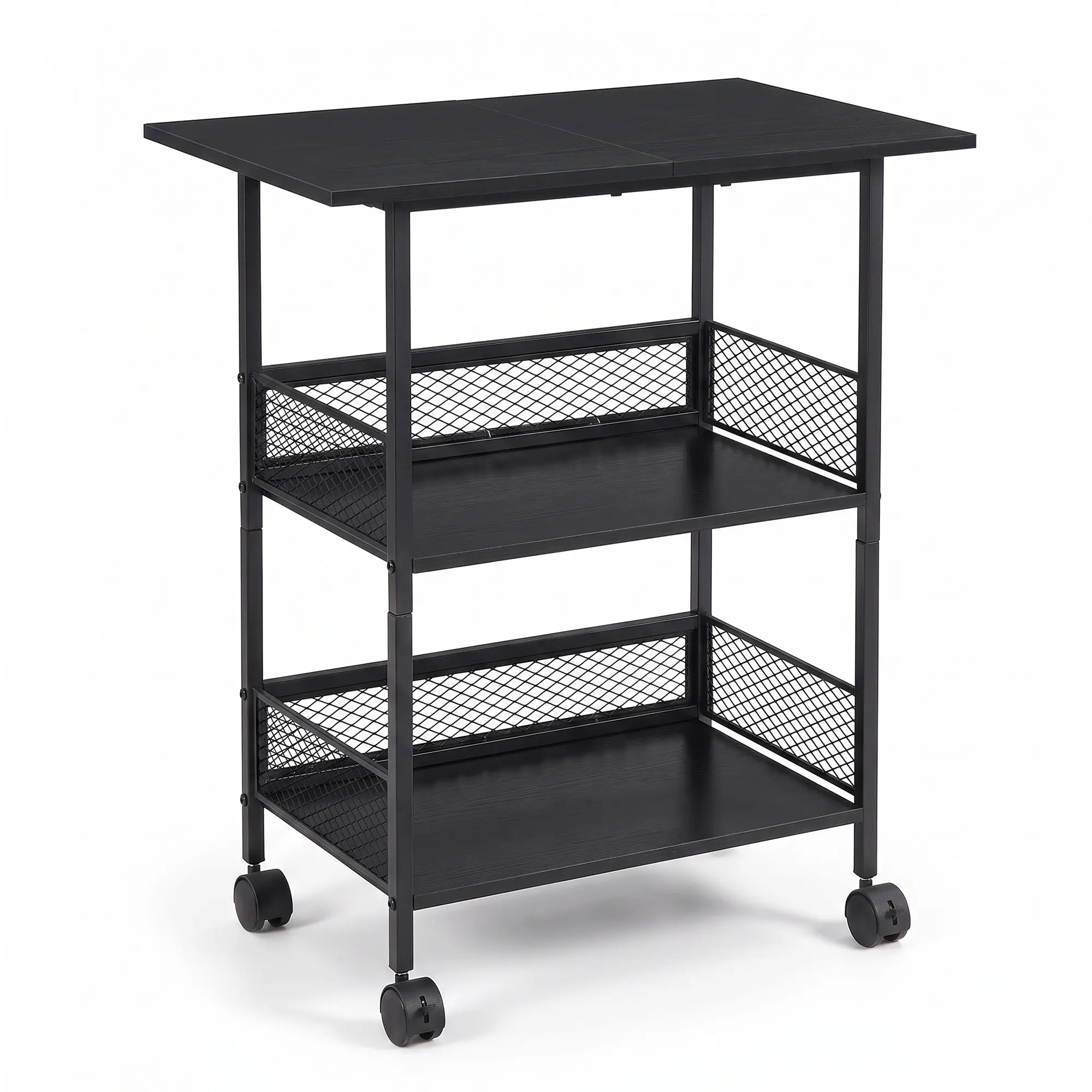 3 Tier Rolling Printer Stand on Wheels, Heavy Duty Mobile Printer Table with Storage Shelves, Industrial Printer Cart for Home Office, Easy to Move and Organize