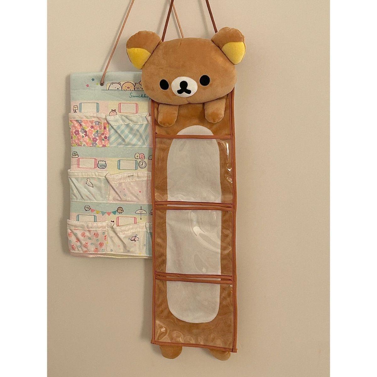 Kawaii Rilakkumas Wall Hanging Storage Bag Cartoon Rilakkumas Bear Door Hanging Bag Large Capacity Sundries Storage Bag Gift
