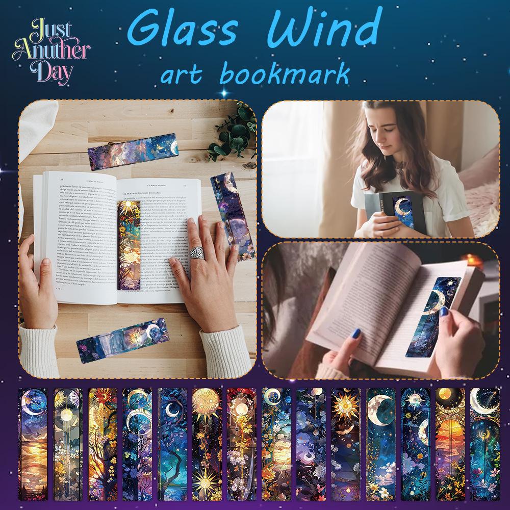 24PCS Stained Glass Style Art Bookmarks, Celestial & Floral Paper Bookmarks for Students, Colorful Decorative Cards for Novels, Textbooks, Reading Markers & Gifts
