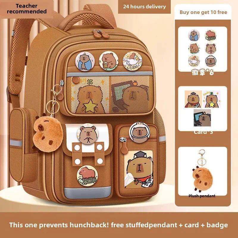 Kawaii Capybara Children School Bags for Boys Large Capacity College School Backpack Waterproof Student Schoolbag Book Bag