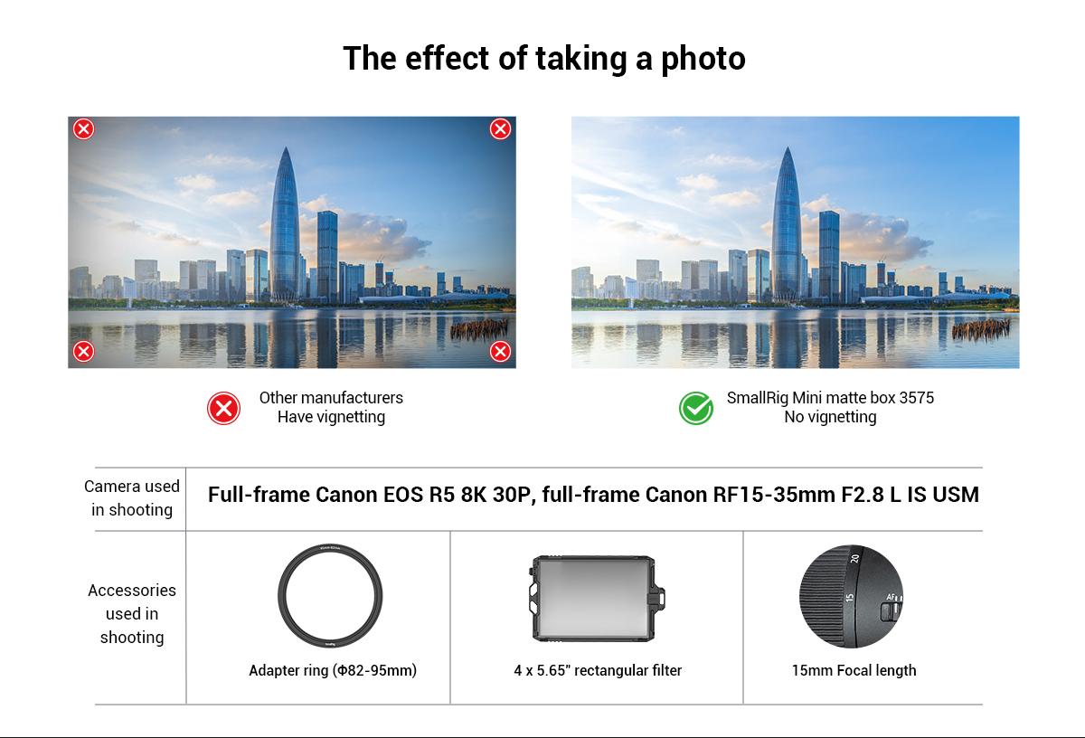 SmallRig Mini Matte Box Lite, DSLR Matte Box with Carbon Fiber Top Flag, for 67mm/72mm/77mm/82mm/95mm Lenses, for 4x5.65 Filter/Circular Filter - 3575