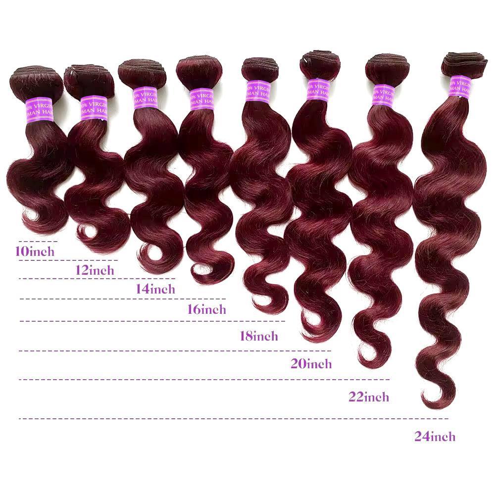 99j Burgundy Body Wave Bundles Red Colored Huamn Hair Weave Bundles Quick Weave Extensions 1 3 4 PCS Natural Wavy Hair #Summervibes